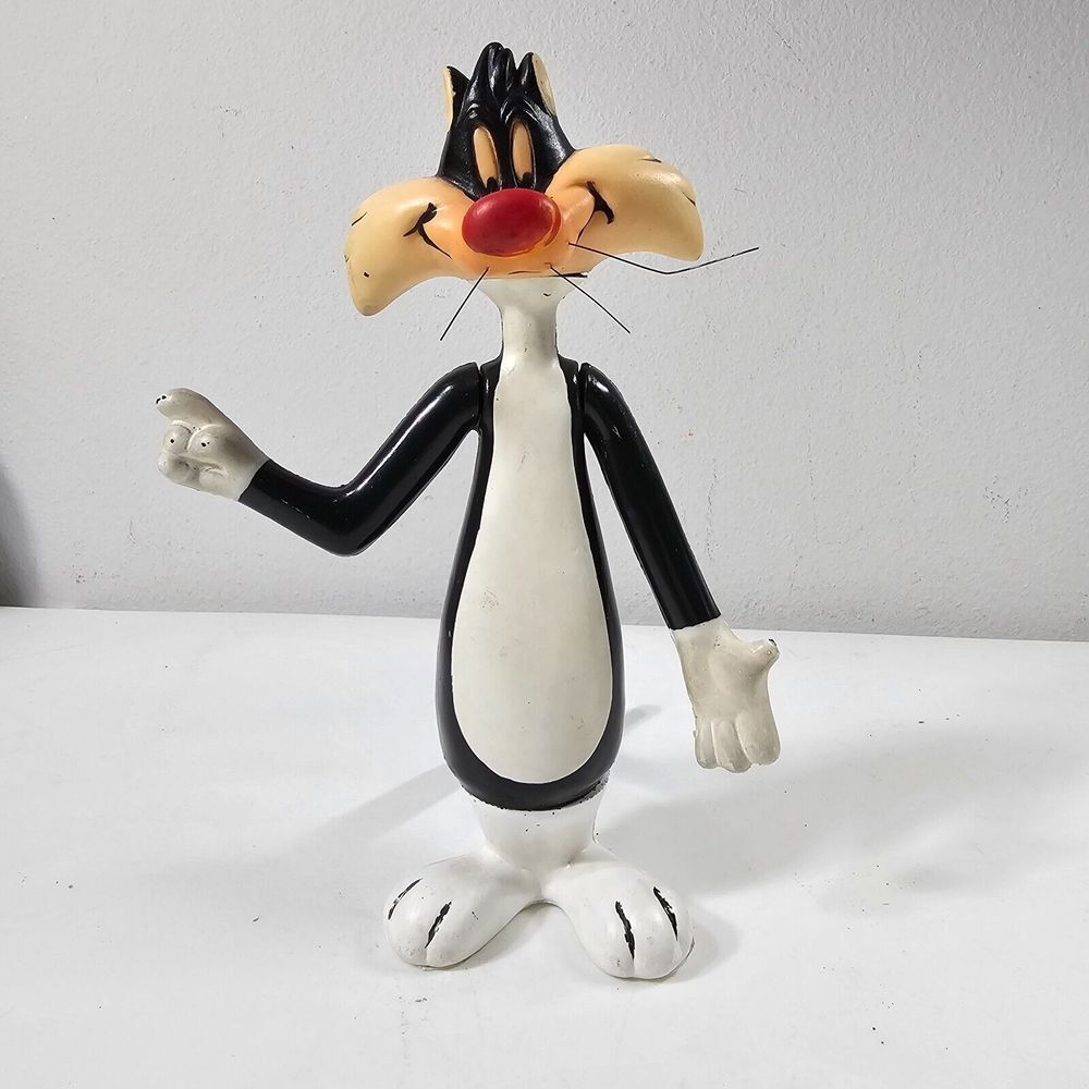 Sylvester The Cat Plush 16" 1995 and Dakin Plastic Figure 8" 1969 Warner Bros - Picture 10 of 16
